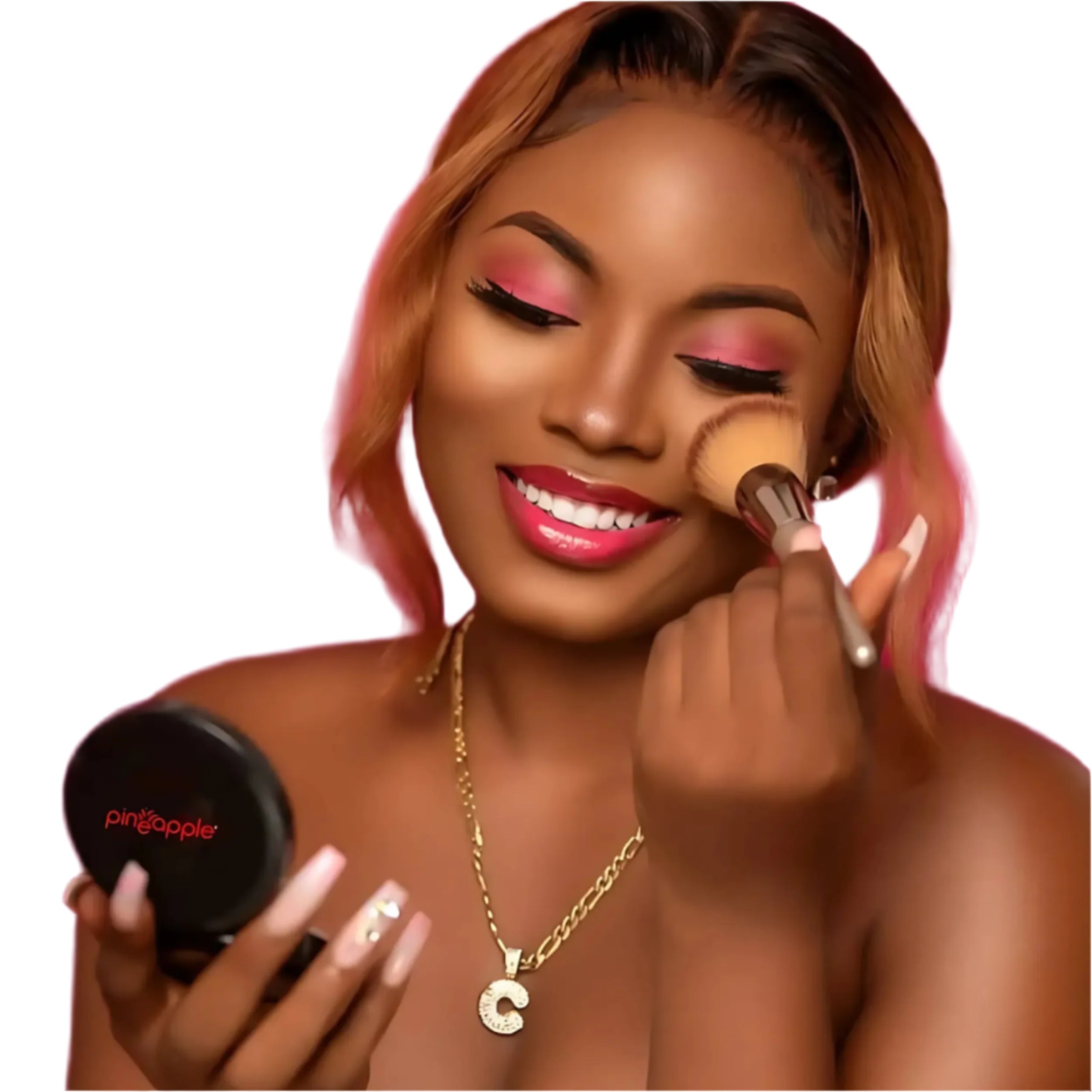 woman applying bronzer blush
